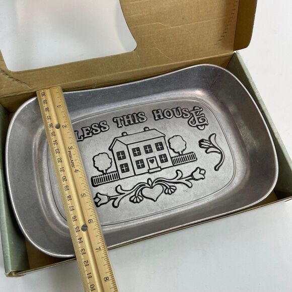 WILTON ARMETALE Bless This House Tray 11” X 7” Metal Serveware - Picture 7 of 7